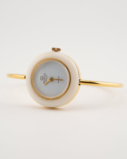 80s GUCCI 11/12.2 Gold Bezel Bangle Watch Set