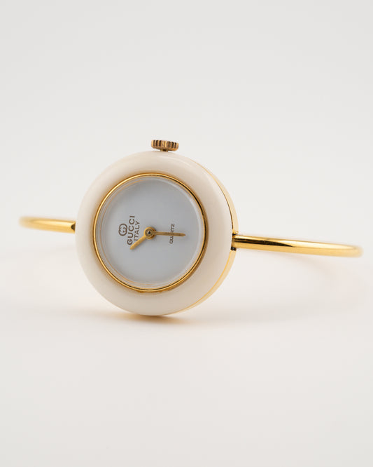 80s GUCCI 11/12.2 Gold Bezel Bangle Watch Set
