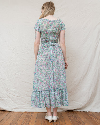 Vintage Floral Maxi Dress (S)