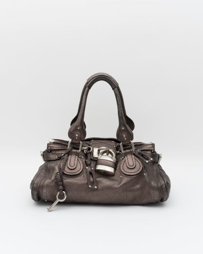 2000s CHLOE Metallic Bronze Paddington Bag w/Lock & Key