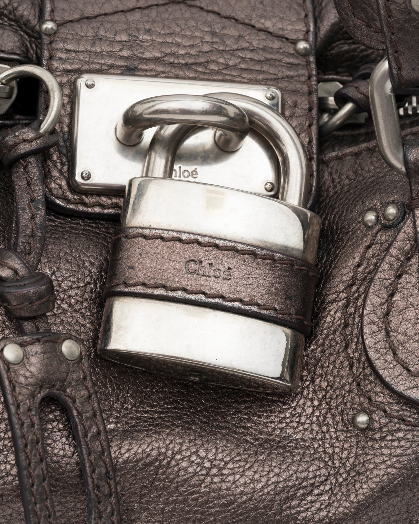2000s CHLOE Metallic Bronze Paddington Bag w/Lock & Key