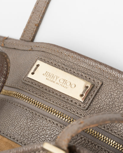 2000s JIMMY CHOO Sasha Taupe Metallic Medium Leather Bag