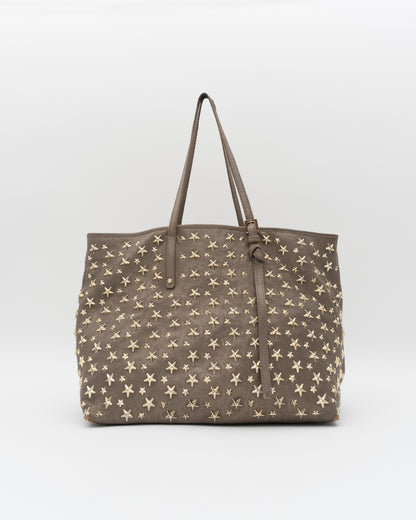 2000s JIMMY CHOO Sasha Taupe Metallic Medium Leather Bag