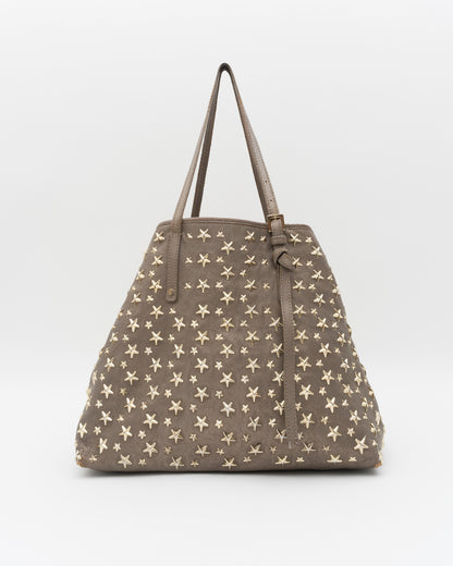 2000s JIMMY CHOO Sasha Taupe Metallic Medium Leather Bag