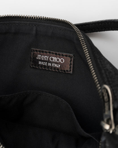 2000s JIMMY CHOO Black Metallic Star Studded Baguette Bag