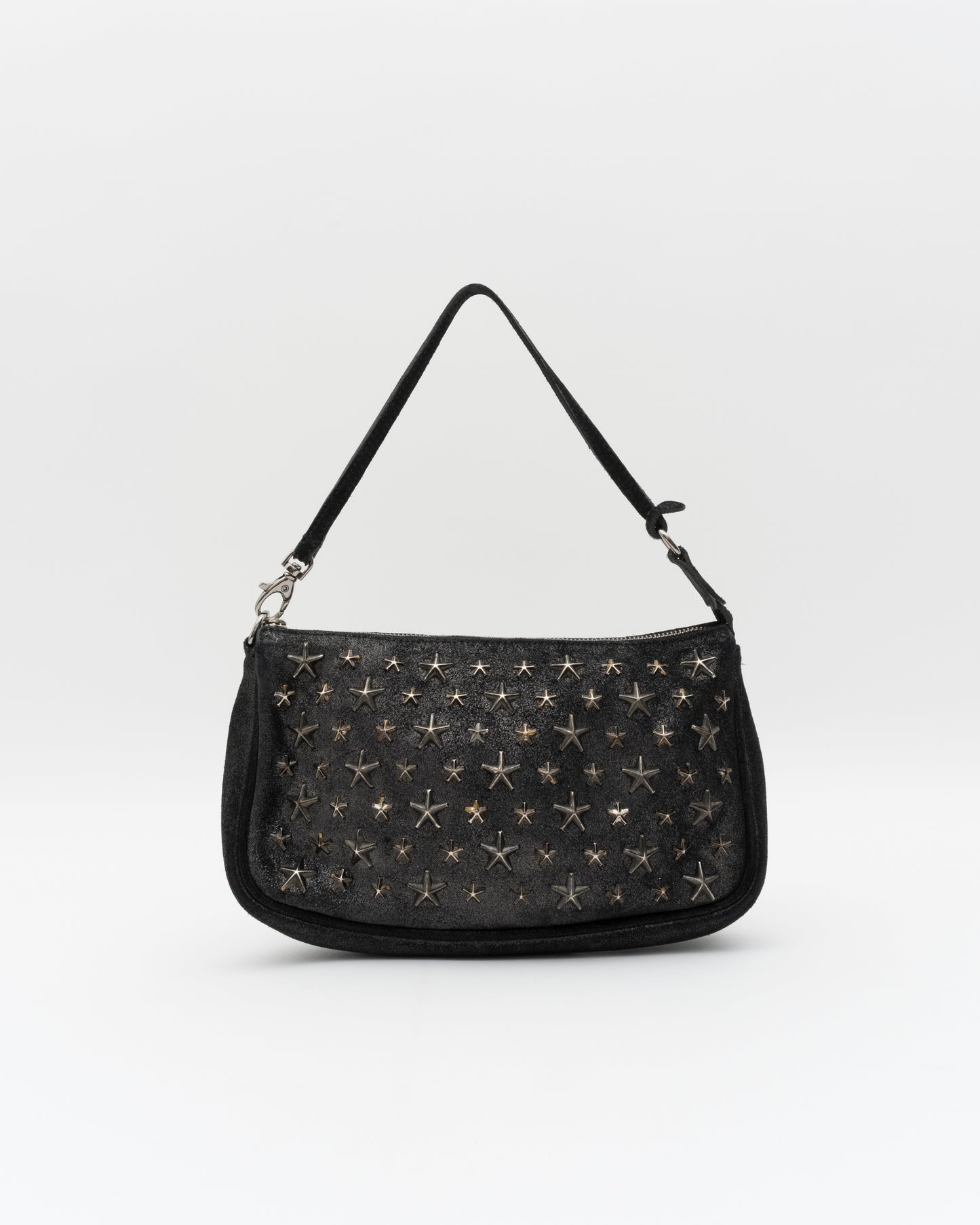 2000s JIMMY CHOO Black Metallic Star Studded Baguette Bag