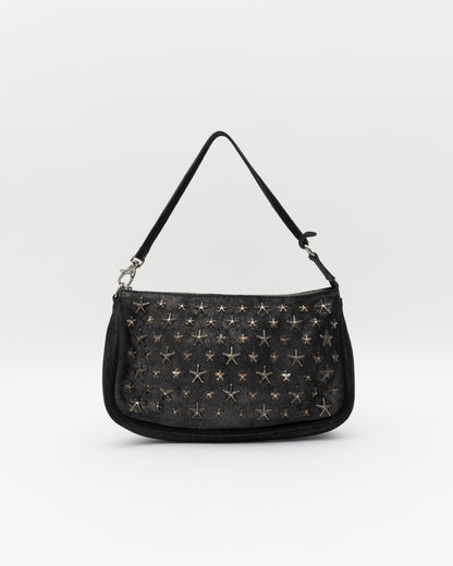 2000s JIMMY CHOO Black Metallic Star Studded Baguette Bag