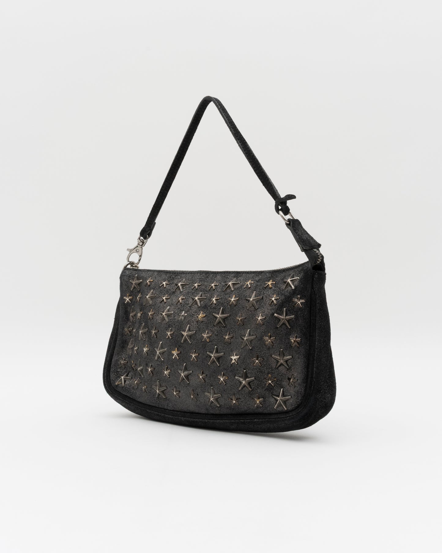 2000s JIMMY CHOO Black Metallic Star Studded Baguette Bag