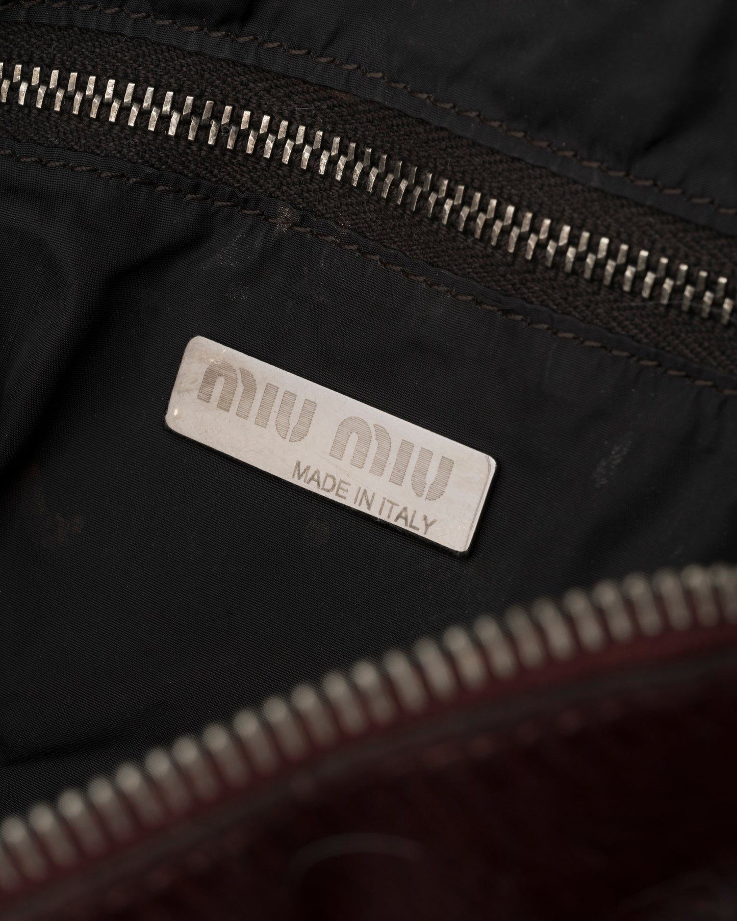 90s MIU MIU Maroon Pony Hair Crackled Mini Boston Bag
