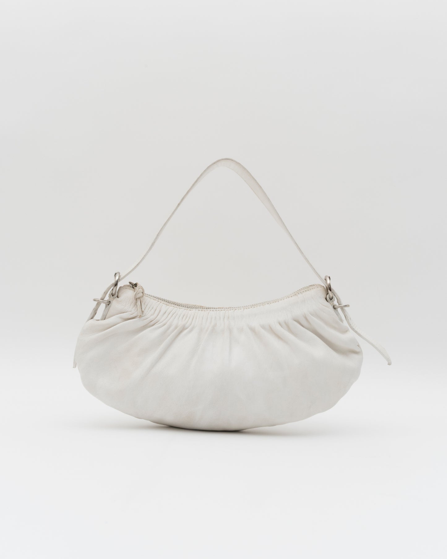 2000s MIU MIU Off-White Gathered Nappa Leather Bag