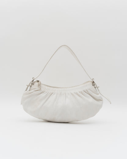 2000s MIU MIU Off-White Gathered Nappa Leather Bag