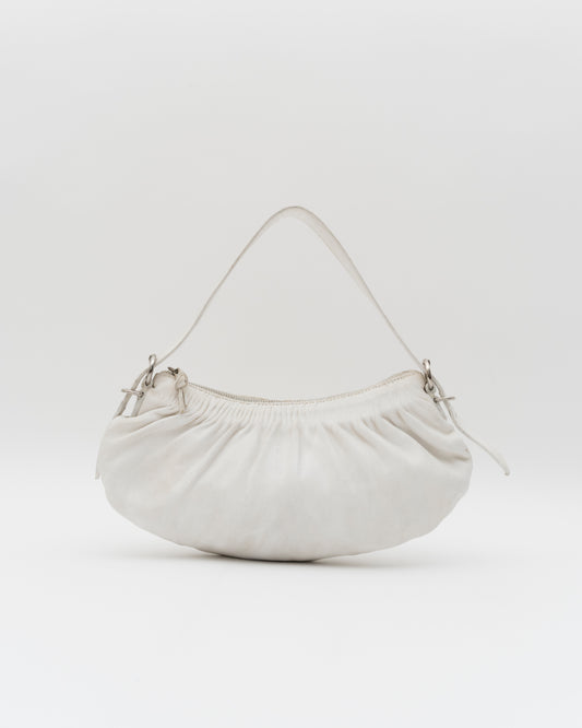 2000s MIU MIU Off-White Gathered Nappa Leather Bag
