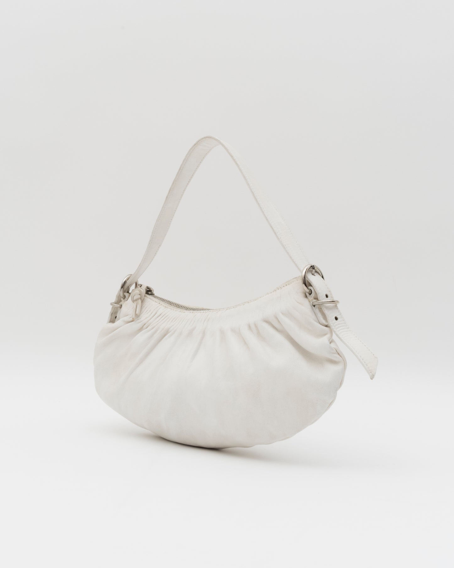 2000s MIU MIU Off-White Gathered Nappa Leather Bag