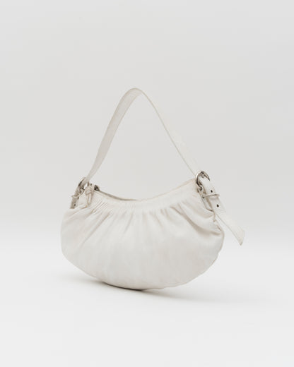 2000s MIU MIU Off-White Gathered Nappa Leather Bag