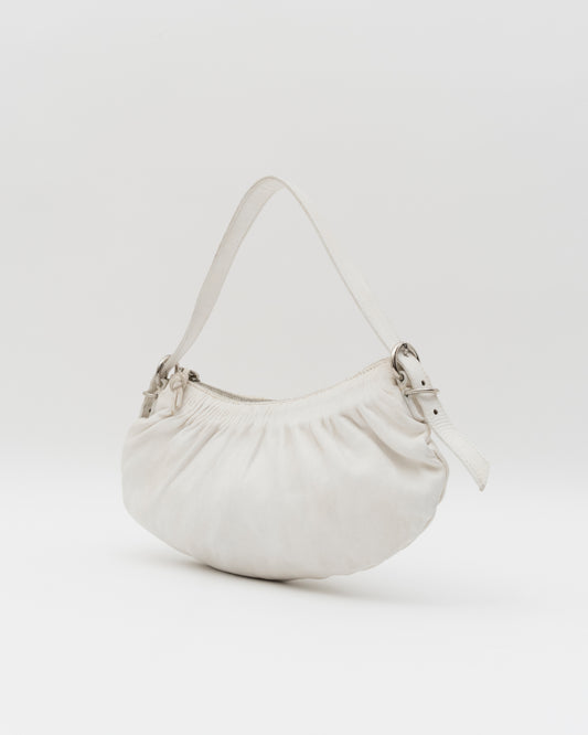 2000s MIU MIU Off-White Gathered Nappa Leather Bag