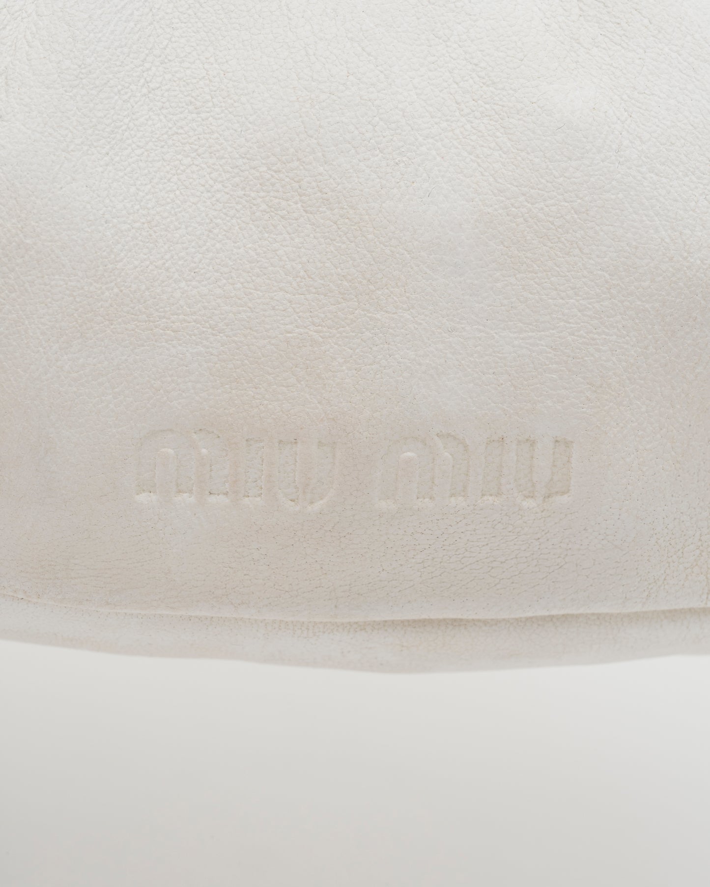 2000s MIU MIU Off-White Gathered Nappa Leather Bag