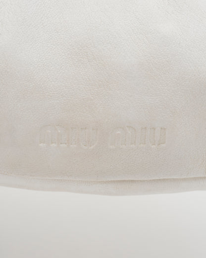 2000s MIU MIU Off-White Gathered Nappa Leather Bag