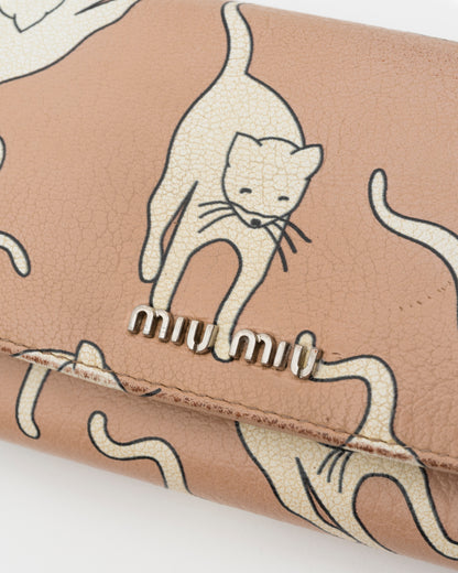 2000s MIU MIU Madras Cat Wallet w/Chain & Card Holder Insert