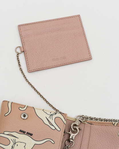 2000s MIU MIU Madras Cat Wallet w/Chain & Card Holder Insert