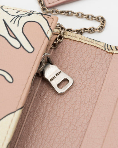 2000s MIU MIU Madras Cat Wallet w/Chain & Card Holder Insert