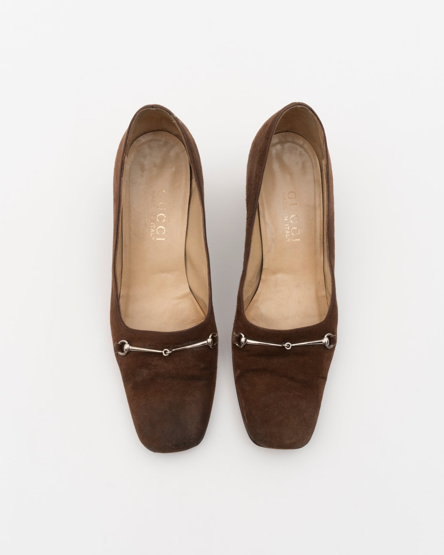 90s GUCCI Brown Horsebit Suede Leather Pumps (6)