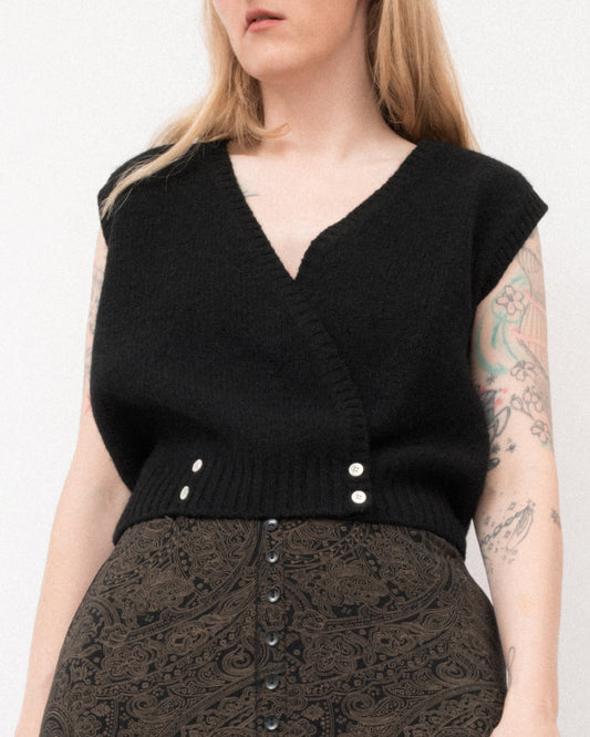 Vintage Black Wool Sweater Vest (S/M)