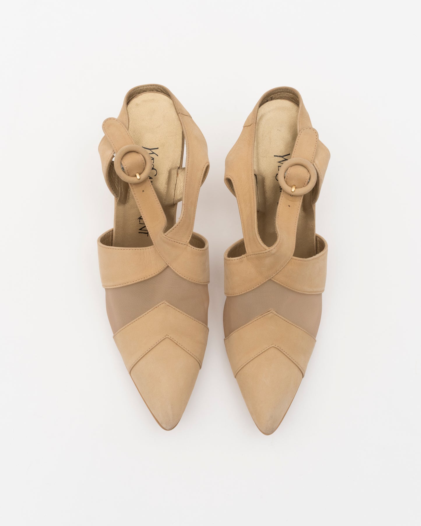 90s YVES SAINT LAURENT Beige Heels (37)