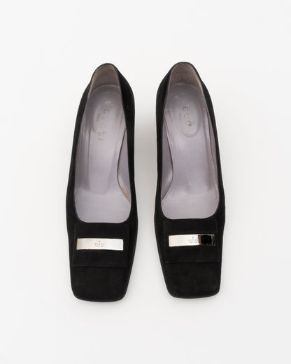 2000s GUCCI Black Suede Pumps (38)