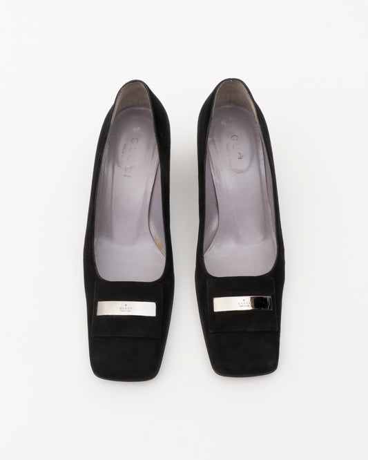 2000s GUCCI Black Suede Pumps (38)