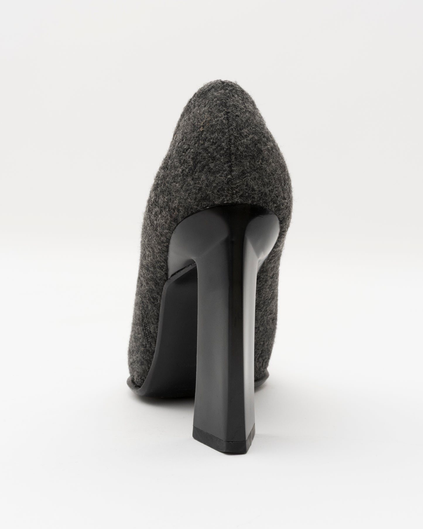 90s PRADA Sculptural Grey Wool Pumps (36)