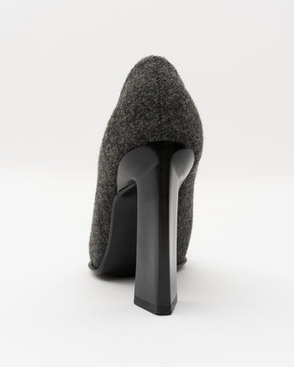 90s PRADA Sculptural Grey Wool Pumps (36)
