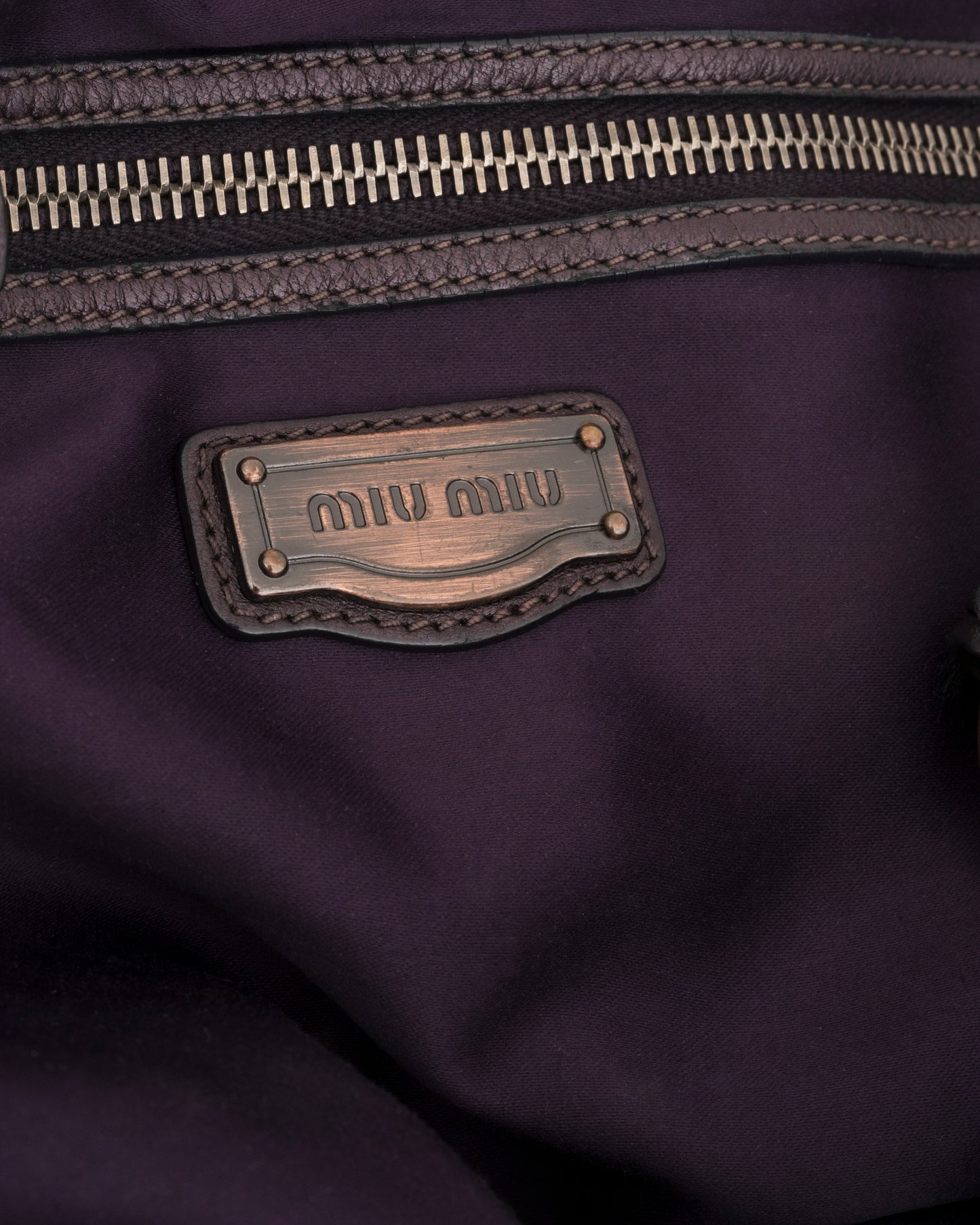 2000s MIU MIU Plum Metallic Intrecciato Woven Leather Hobo Bag