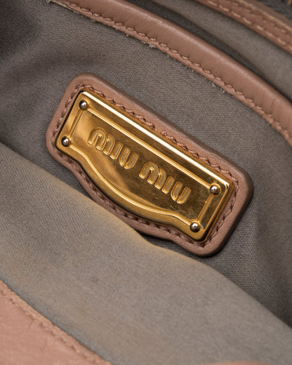 2000s MIU MIU Vitello Lux Small Pleated Dusty Rose Bag
