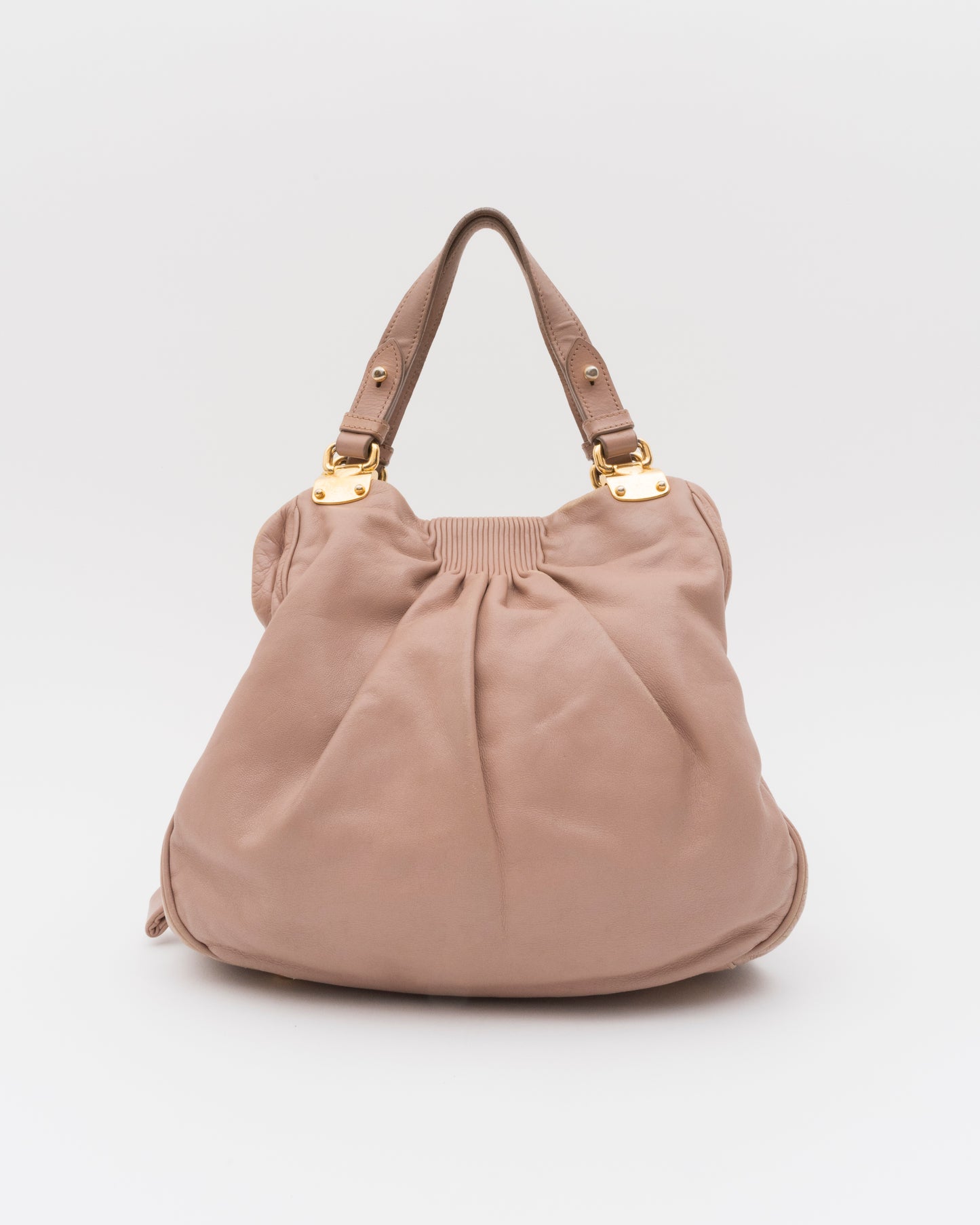 2000s MIU MIU Vitello Lux Small Pleated Dusty Rose Bag