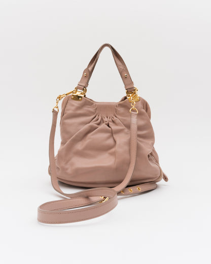 2000s MIU MIU Vitello Lux Small Pleated Dusty Rose Bag