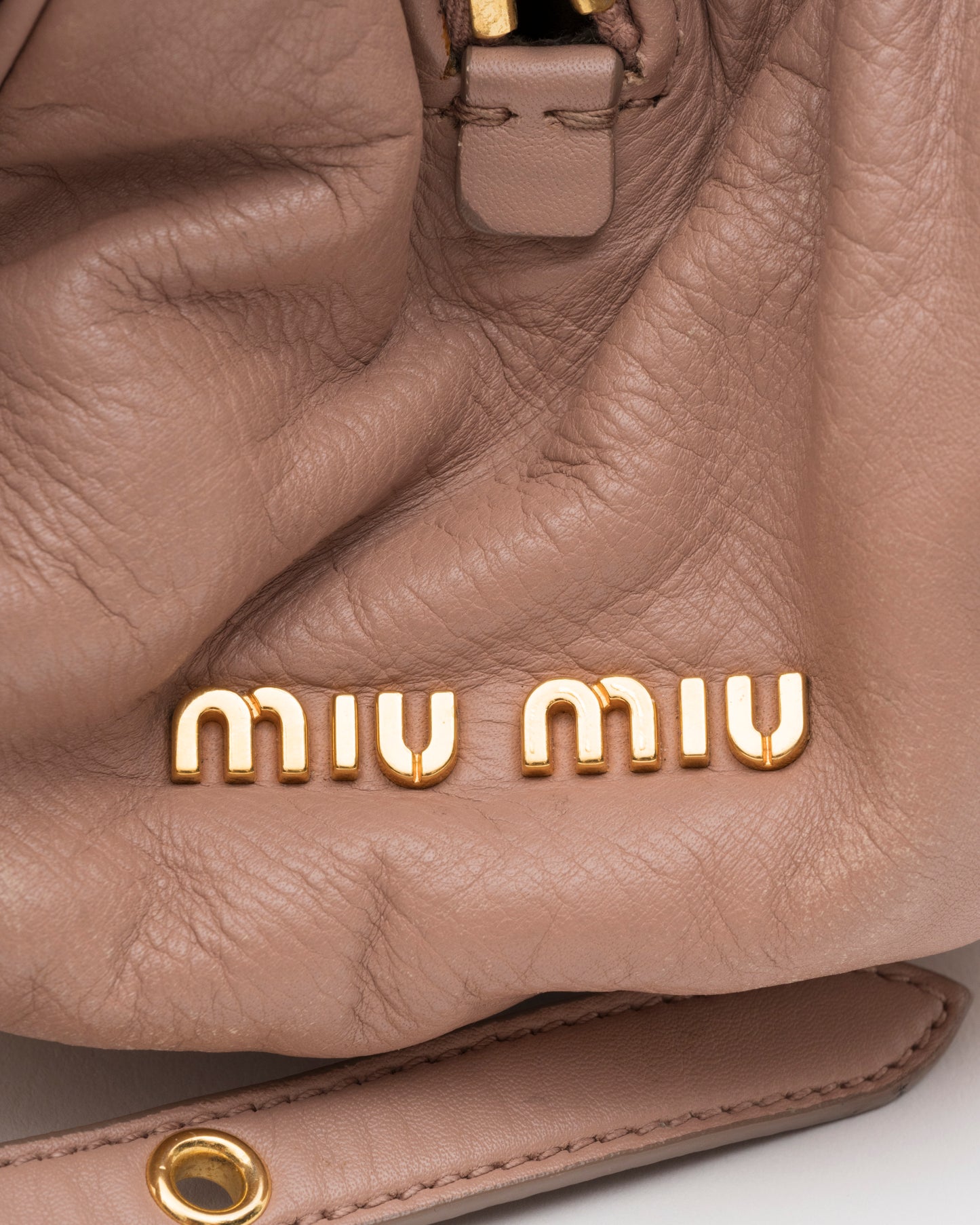 2000s MIU MIU Vitello Lux Small Pleated Dusty Rose Bag