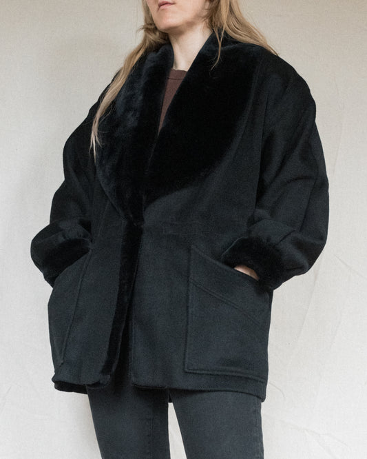 Vintage Black Wool Jacket (M)