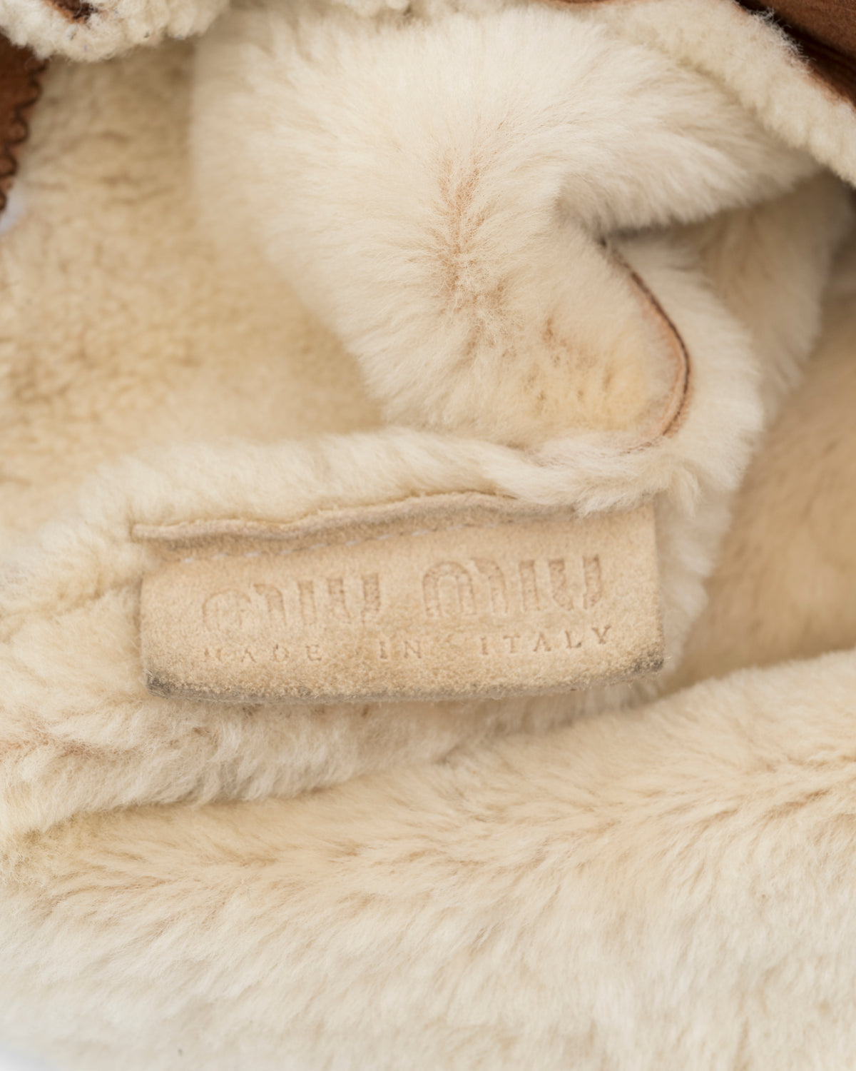 2000s MIU MIU Tan Shearling Hobo Bag