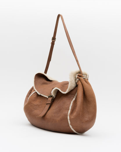 2000s MIU MIU Tan Shearling Hobo Bag