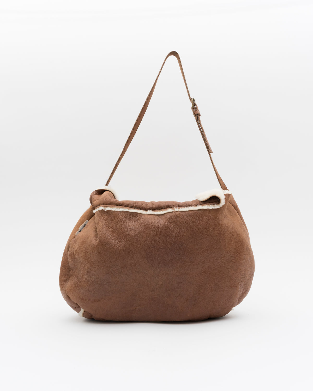 2000s MIU MIU Tan Shearling Hobo Bag