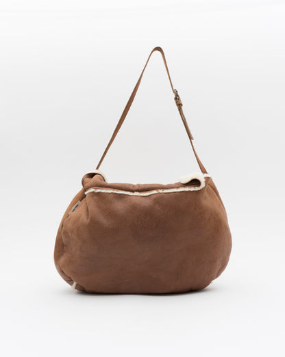 2000s MIU MIU Tan Shearling Hobo Bag
