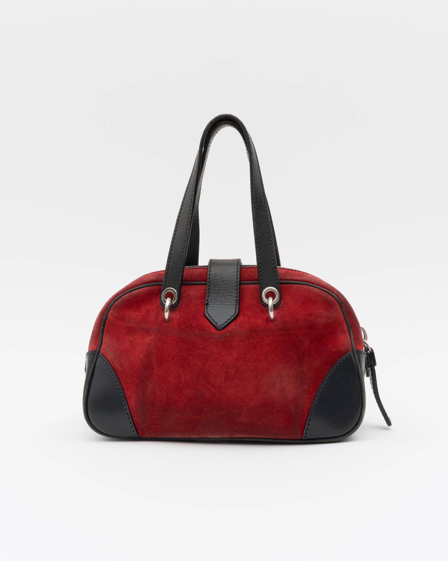 SS2005 MIU MIU Red Suede Mini Boston Bag w/Padlock