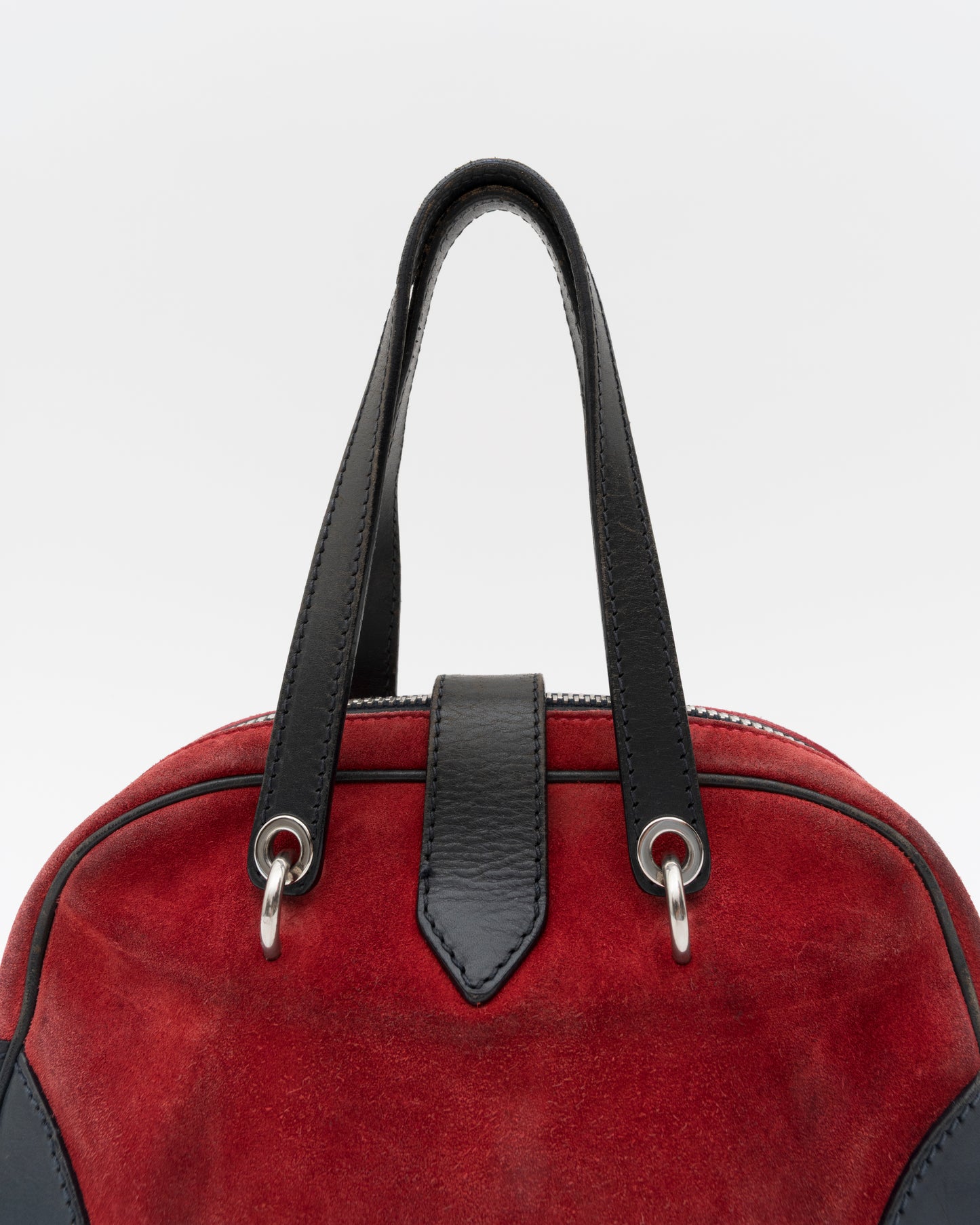 SS2005 MIU MIU Red Suede Mini Boston Bag w/Padlock