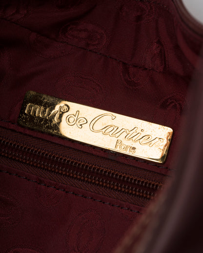90s CARTIER Must De Line Iconic Burgundy Curved Hobo Bag