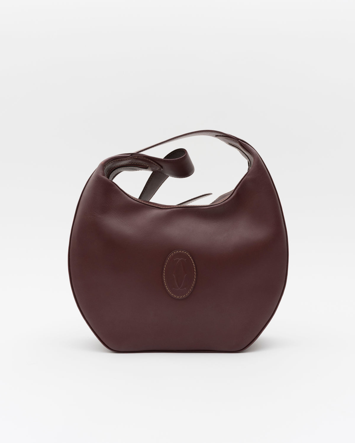 90s CARTIER Must De Line Iconic Burgundy Curved Hobo Bag