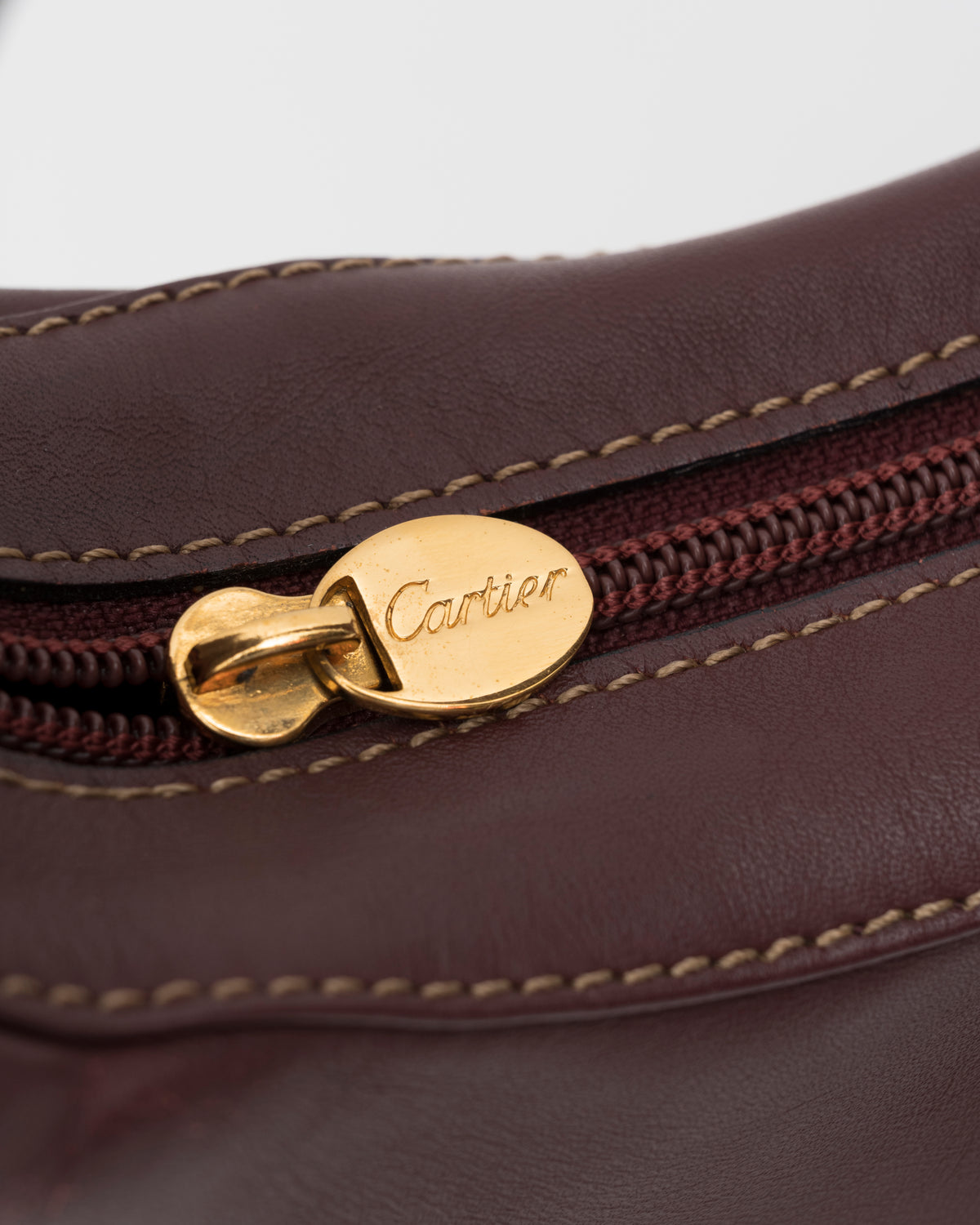 90s CARTIER Must De Line Iconic Burgundy Curved Hobo Bag