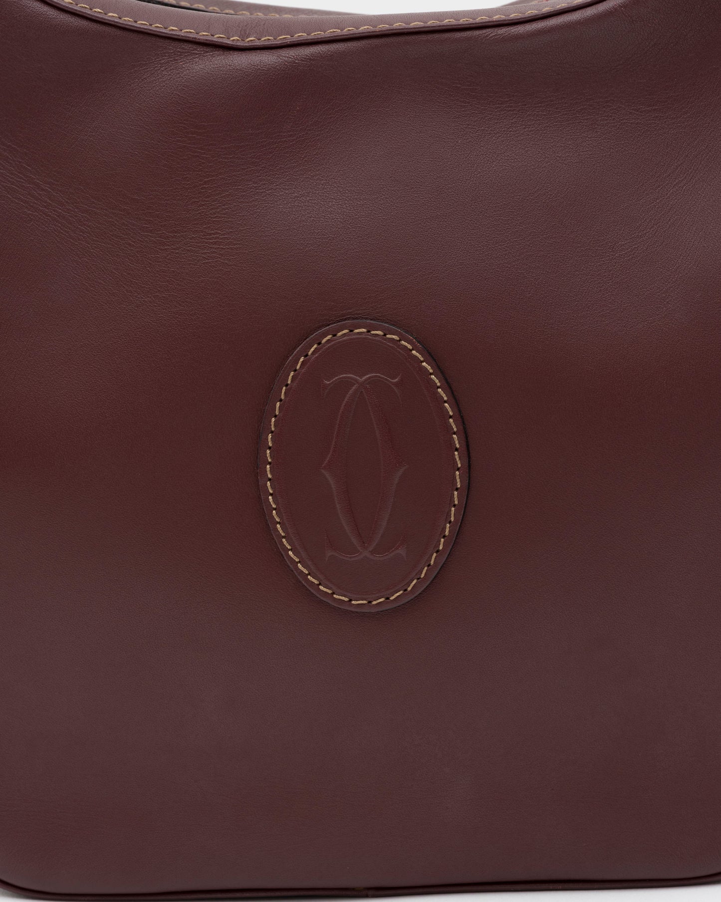 90s CARTIER Must De Line Iconic Burgundy Curved Hobo Bag