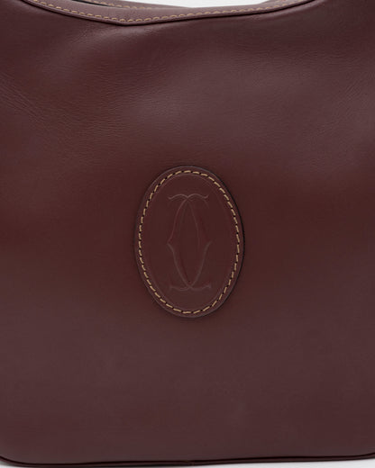 90s CARTIER Must De Line Iconic Burgundy Curved Hobo Bag