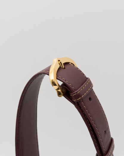 90s CARTIER Must De Line Iconic Burgundy Curved Hobo Bag