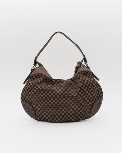 2000s CELINE Triomphe Croc-Embossed Hobo Bag